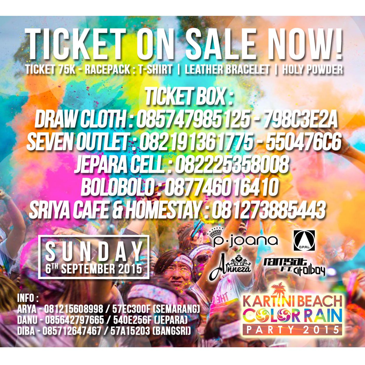 VisitJepara's tweet photo. Jepara bakal semarak lagi dengan #KartiniBeachColorRain! Menampilkan @PJoana and more! http://t.co/yTVlbta6FX #VJads http://t.co/lbFXXPvdpx