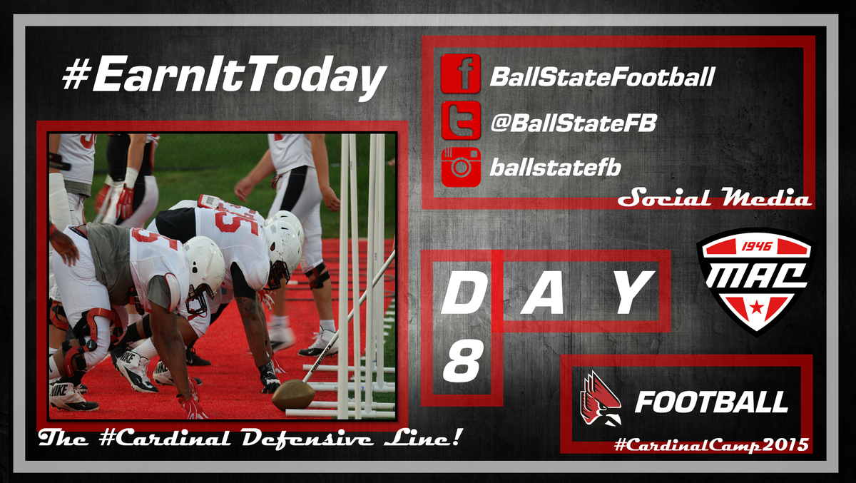 BallStateFB's tweet photo. [#CardinalCamp15] The sound of live tackling echoed through #ScheumannStadium during practice #6!  #EarnItToday http://t.co/rpOrVfgZSZ