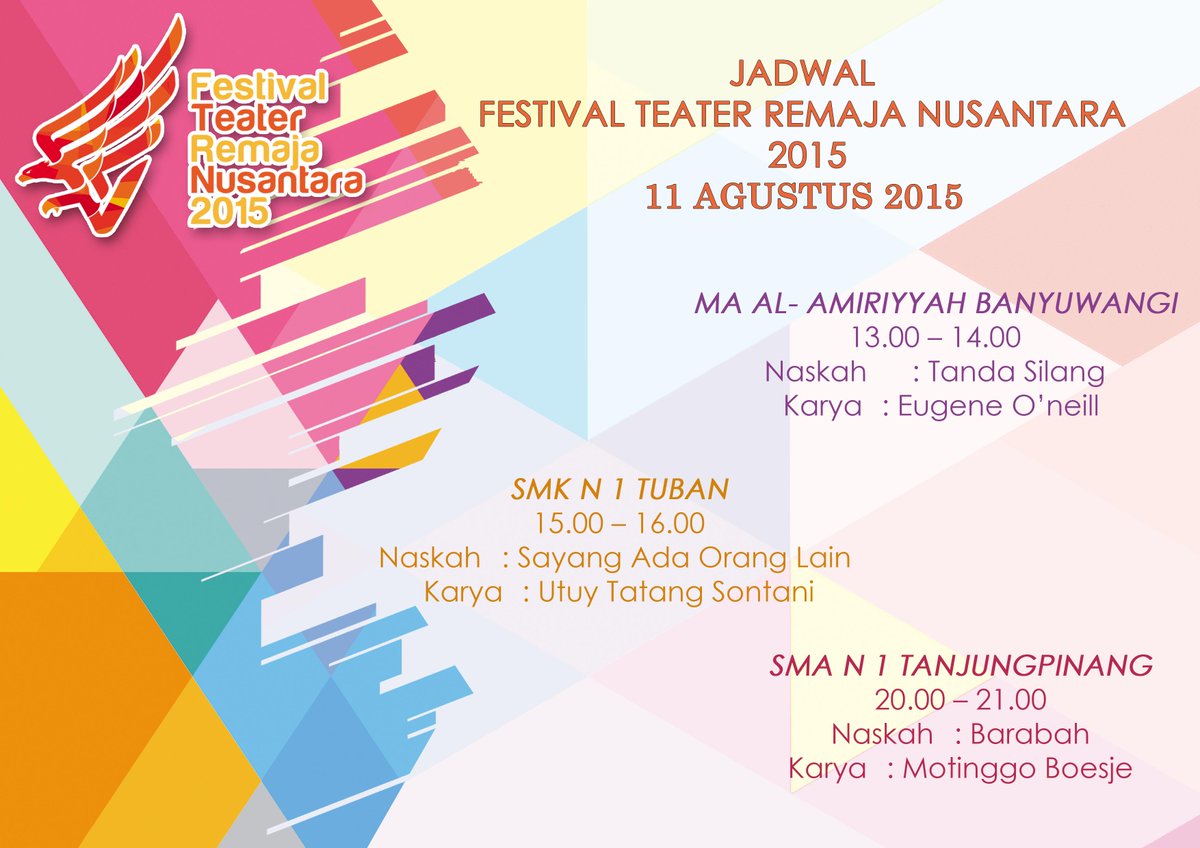 FTRN_ISIYk's tweet photo. Ini Guys Jadwal pementasan untuk hari ini. http://t.co/Ezlh7422tE