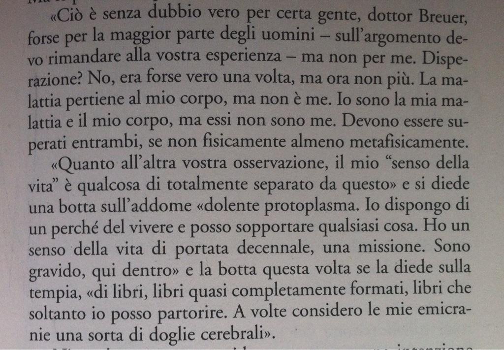 giuliavaldi's tweet photo. A volte considero le mie emicranie una sorta di doglie celebrali.
#Nietzsche a #Breuer
#Yalom #LeLacrimeDiNietzsche http://t.co/tEPPGrsgOX