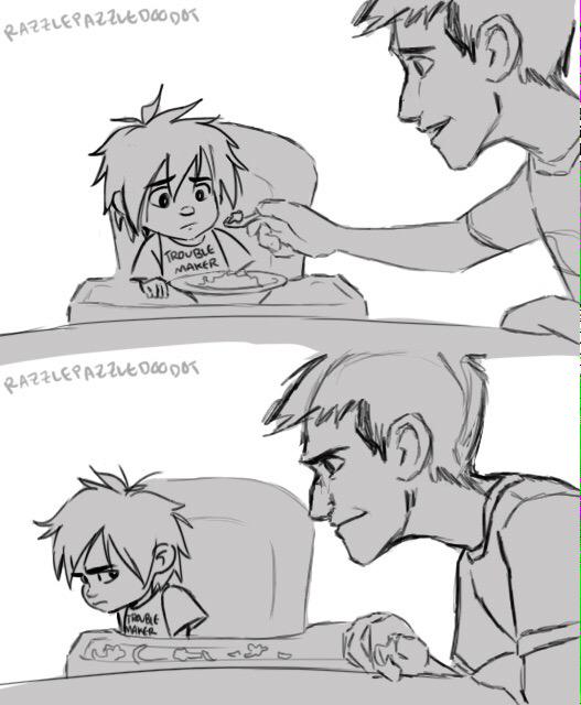 DisneysBigHero6's tweet photo. Much like baby #Riley, baby #Hiro does not enjoy eating his veggies!... #BigHero6 http://t.co/6vdTx737ti