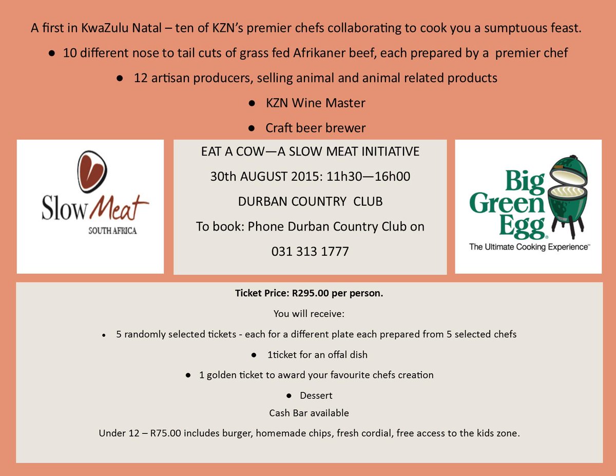 SlowMeatSA's tweet image. Our 1st Tweet. Check out the details of our 1st event @DbnCountryClub .   More details to follow.
