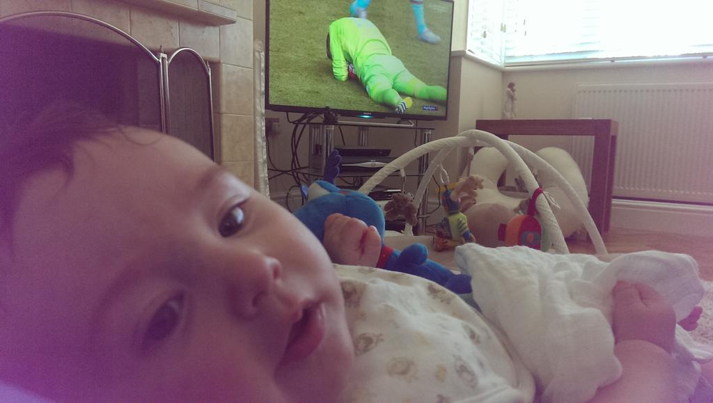 My 4 month old son Ben enjoying his first west ham game at the weekend. #whufc_official  😊