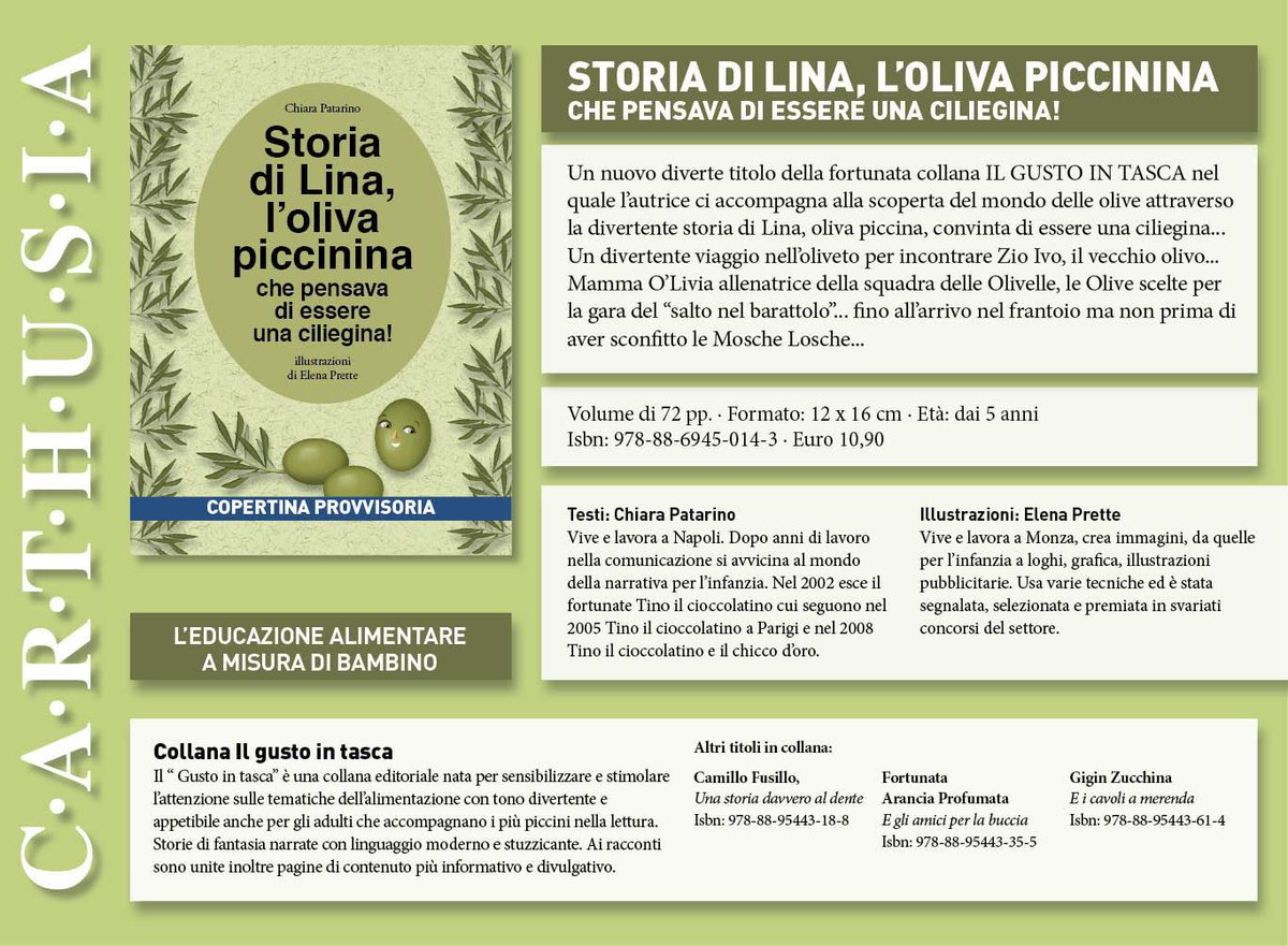 Raccontare l'#olio ai #bambini con #Linaoliva <a href="/CarthusiaEd/">Carthusia Edizioni</a> da ottobre in libreria #Expo2015