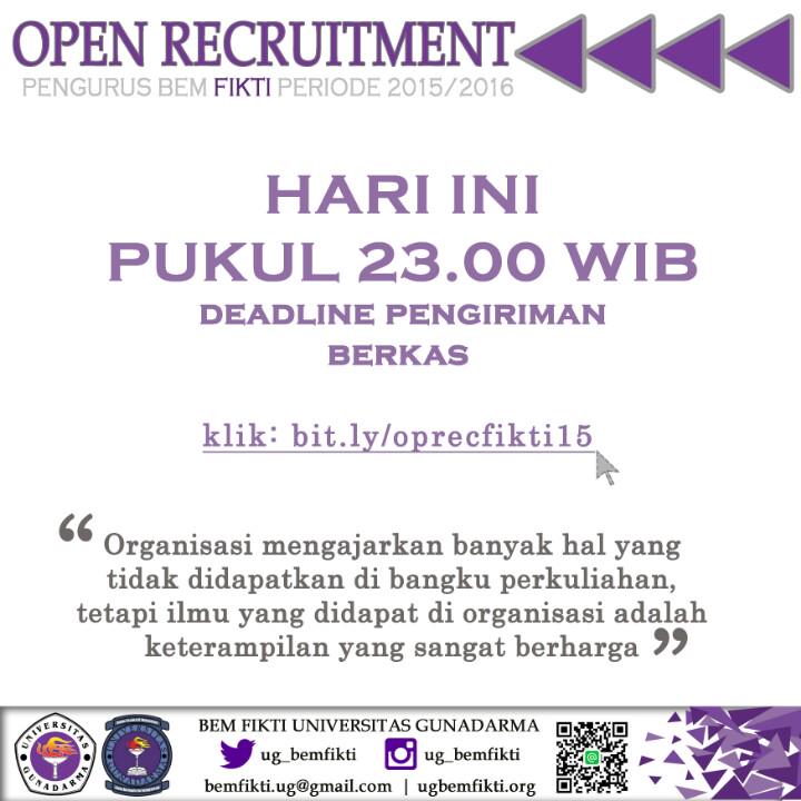 Selamat malam. Tinggal menghitung jam jangan sampai kelewatan atau bahkan lupa mengirim berkasnya yaa guys...