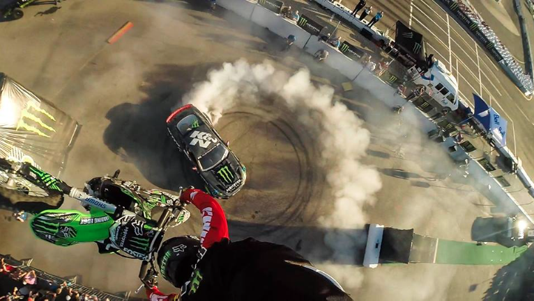MonsterEnergySA's tweet photo. Talk about epic! Check out this @GoPro view of @KrisFoster782's KOD over @VaughnGittinJr at @FIAWorldRX #GP3RX http://t.co/hwDdqu59gN