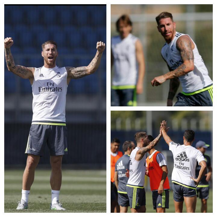 SergioRamos's tweet photo. Entrenamiento de nuevo con el equipo y victoria en el partidillo. ¡¡Vamossss!! http://t.co/GSeWHO0kS5