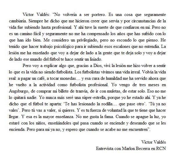 el16deaimar's tweet photo. VÍCTOR VALDÉS, su vida después de la lesión.
¡MUY MUY MUY RECOMENDABLE!
(Vía @esttoper ) http://t.co/tEgkSkofYH