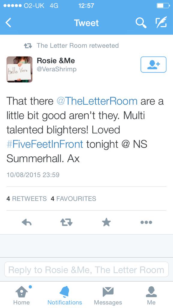 northernstage's tweet image. Here&apos;s a selection of all the lovely things audiences are saying about  @TheLetterRoom&apos;s Five Feet in Front #edfringe