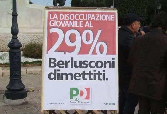 Oggi la disoccupazione giovanile è al 44,2% e Berlusconi, il PD, lo invita al tavolo delle riforme costituzionali