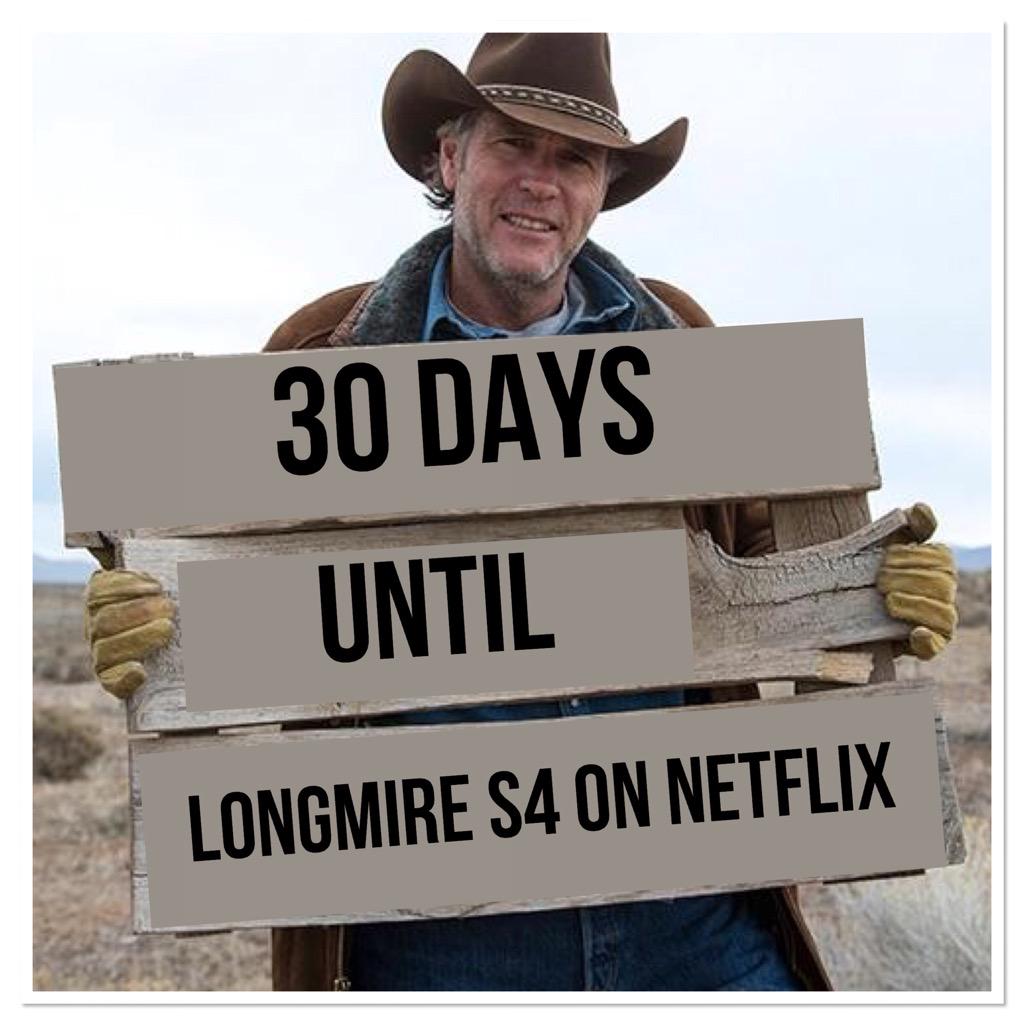 LongmirePosse's tweet photo. Counting down: 30 days until #Longmire S4 on @netflix! Please retweet! http://t.co/p43lGqq192