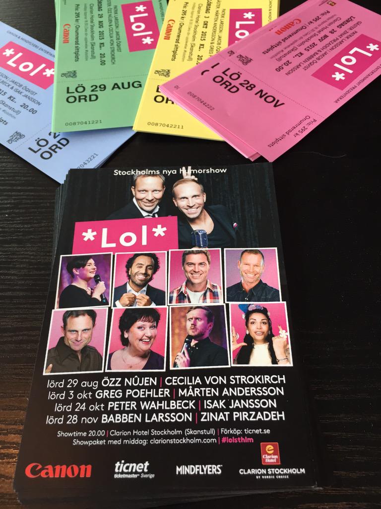 jakoboqvist's tweet photo. Premiären för #LolSthlm coming up! Stark start. @ozznujen &amp; @CecciSTHLM gästar 29 aug. Clarion hotel är stället! http://t.co/AijoH2x4DQ