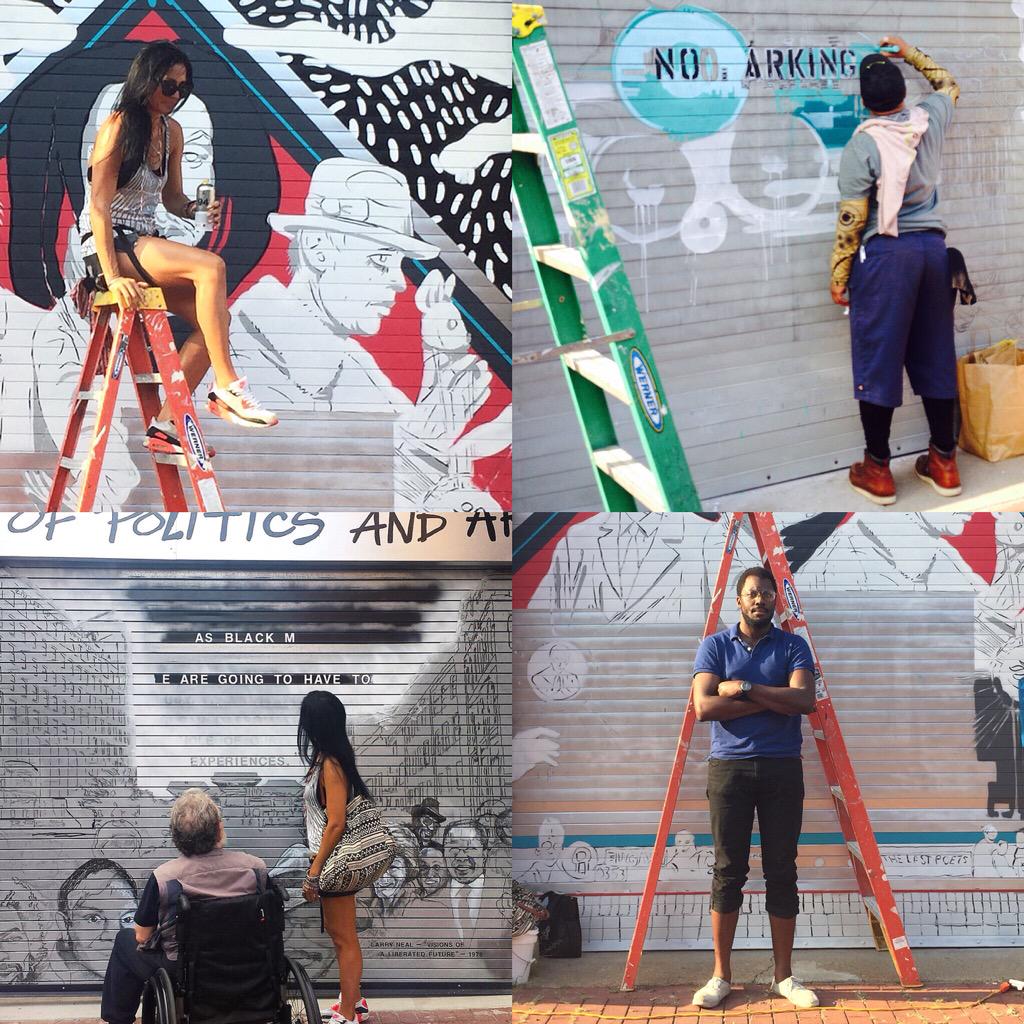 MissChelove's tweet photo. A few peeks at last weekend's progress on #DCAlleyMuseum's rolldown gates β€οΈ #BillWarrell #IonaRozealBrown #ShawDC http://t.co/BCpNLB3Sx6