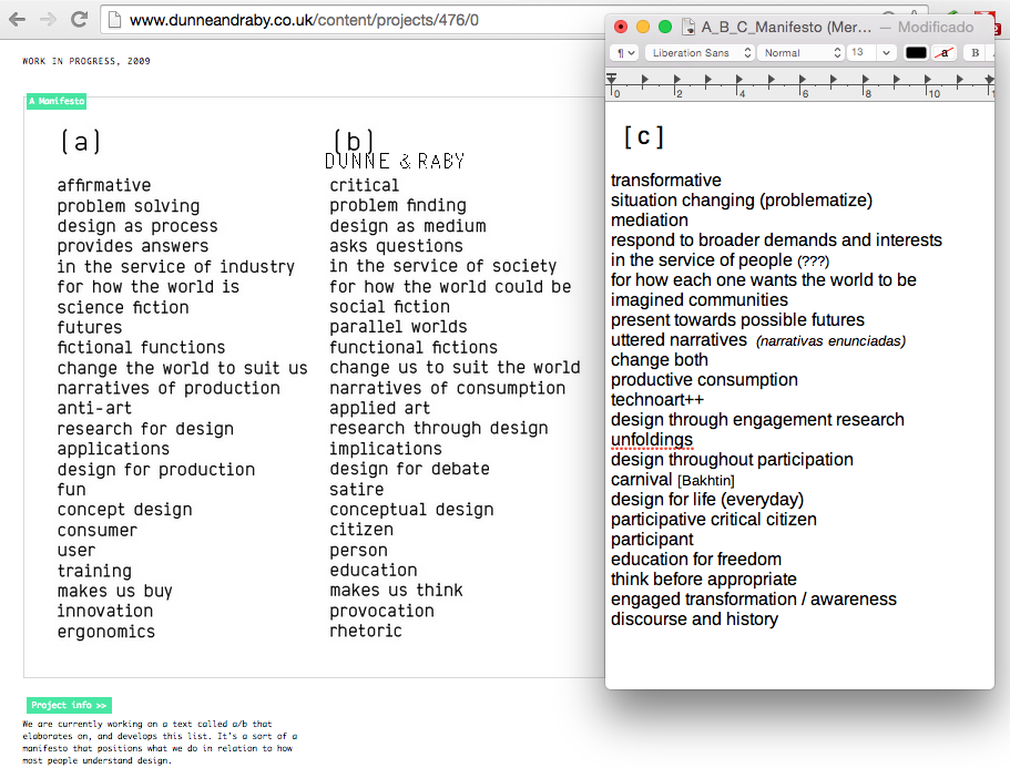 gonzatto's tweet photo. Tensionando o Manifesto A/B, um rascunho que fiz com Merkle e colegas #criticaldesign #especulativedesign http://t.co/ksG8iIISuu