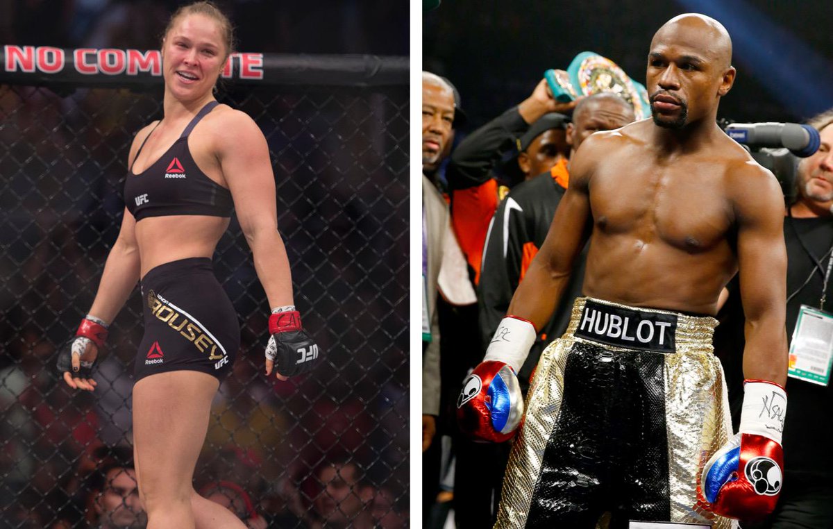 BleacherReport's tweet image. Ronda Rousey says she would beat @FloydMayweather in a no-rules fight ble.ac/1TkyF9Q