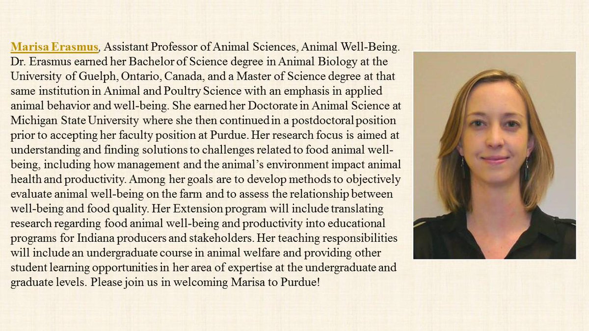 PurdueANSC's tweet image. Welcome Dr. Marisa Erasmus to Purdue Animal Sciences! #animalwell-being #poultrybuilding