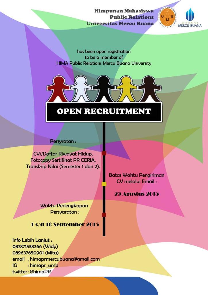 Hello. Selamat malam kawan PR. Hima PR Open Recruitment untuk periode 2015/2016.