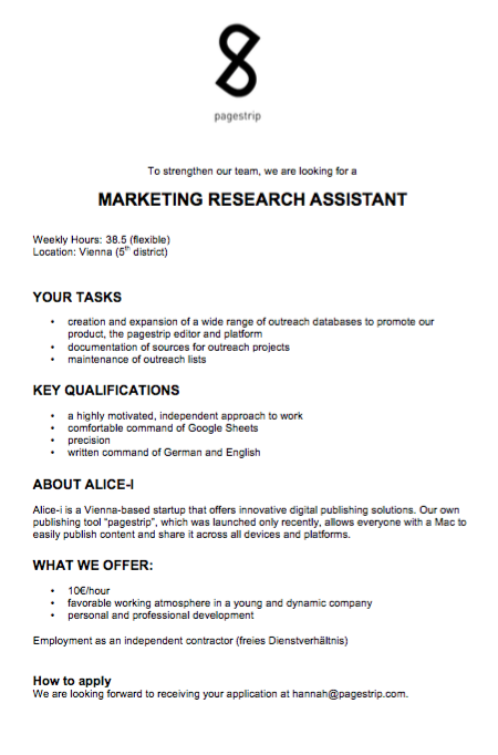 pagestrip's tweet photo. We are looking for a ***MARKETING RESEARCH ASSISTANT*** Please send your application to hannah@pagestrip.com! http://t.co/NnYFfrQcHC