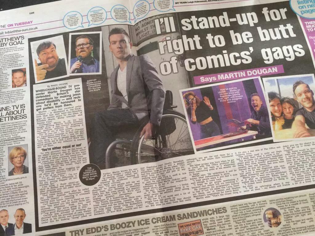 Centre fold of <a href="/Martidougan2012/">Martin Dougan</a> in The Scottish Sun today #thetotallysenselessgameshow #bbcthree  tonight 22.30pm
