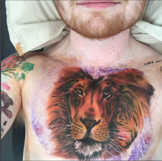 Embedded image permalink, Lion Tattoo, Ed Sheeran's new tattoo