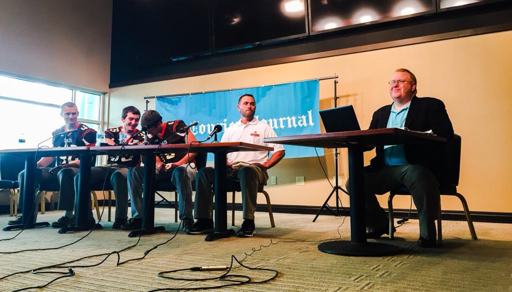 sports_cj's tweet photo. We're live from The C-J's high school football media day. DeSales is up first. Watch: http://t.co/u1L7h69JZI http://t.co/38FRxxbPGg