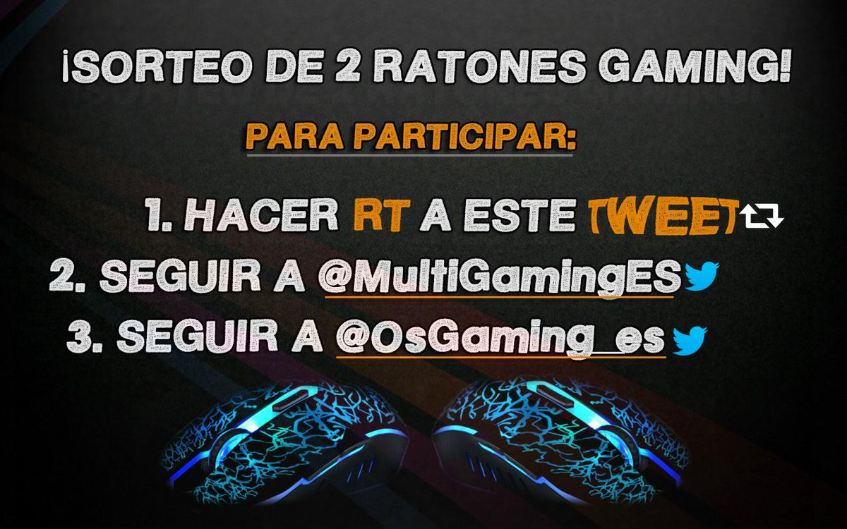 multigeekx's tweet photo. ¡SORTEO de 2 Ratones Gaming! Para participar: Haz RT, Sigue a @MultiGamingES y a @OsGaming_es ¡Para todo el mundo! 😊😜 http://t.co/BlwBB8PoEC