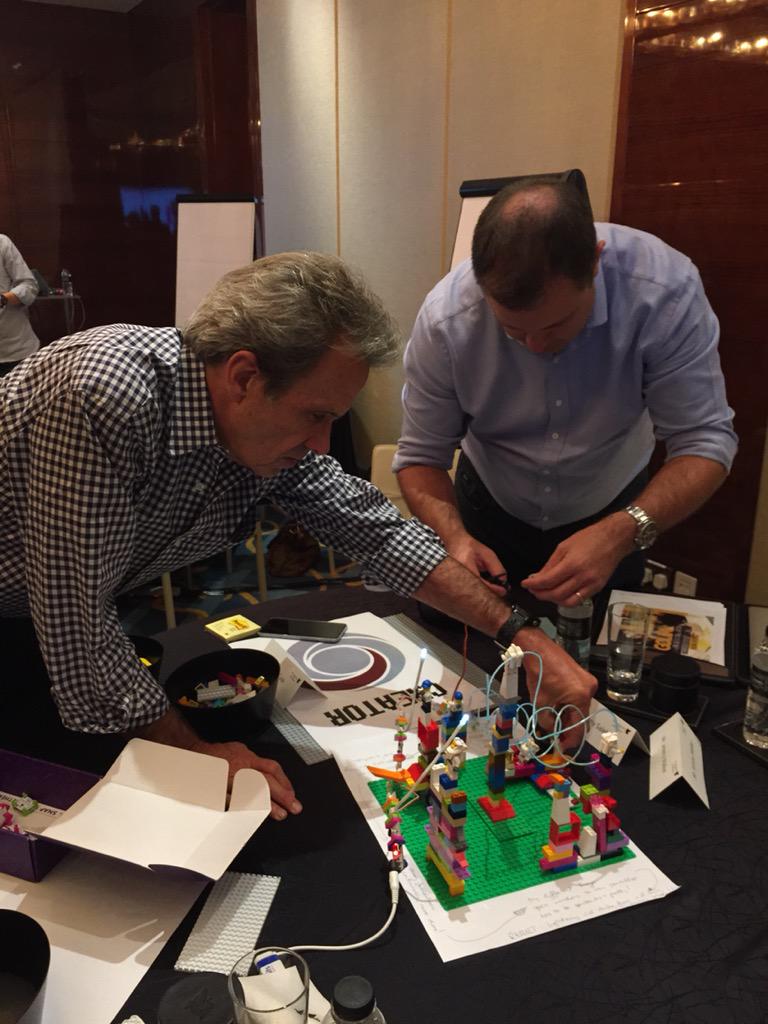 ziquemu's tweet photo. @GOLINglobal CEO Fred Cook and HK MD Jeremy Walker working on  Lego Serious Play model at our Asia Leadership Mtg http://t.co/59AQGbr7fg