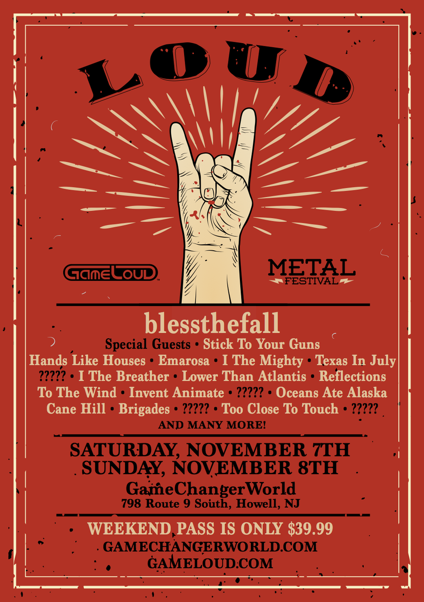 LOUD will feature bands such as <a href="/blessthefall/">blessthefall</a> , <a href="/STYGoc/">Stick To Your Guns</a>, <a href="/handslikehouses/">Hands Like Houses</a>, <a href="/Emarosa/">Emarosa</a>, <a href="/ithemighty/">I the Mighty</a>, AND MANY MORE TBA!