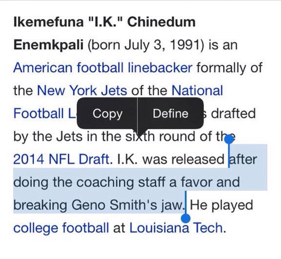 NFL_Access's tweet photo. Well, I see that IK Enemkpali's Wikipedia page has already been updated... http://t.co/B2h3Sro3Yi