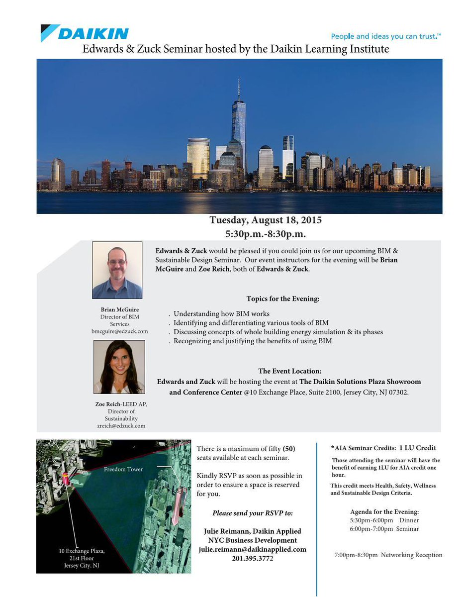 Calling all architects! We are hosting an AIA-credit seminar <a href="/DaikinHVAC/">Daikin AC</a> next Tuesday! It's going to be legendary.