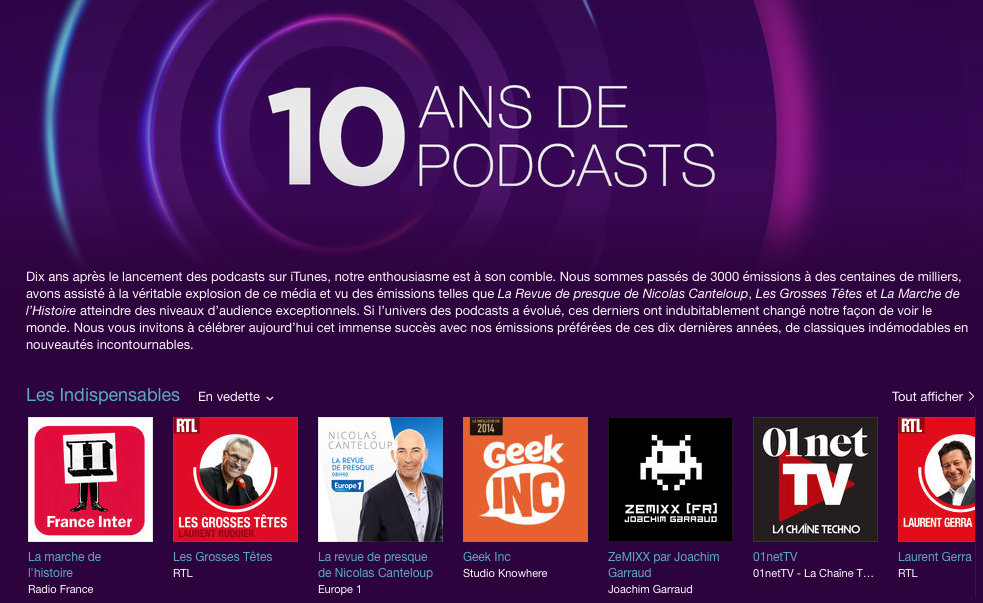 geekincfr's tweet photo. 10 ans de podcasts sur iTunes et Geek Inc est dans la liste des podcasts préférés de l'équipe d'Apple ! http://t.co/FgX54z9F2L