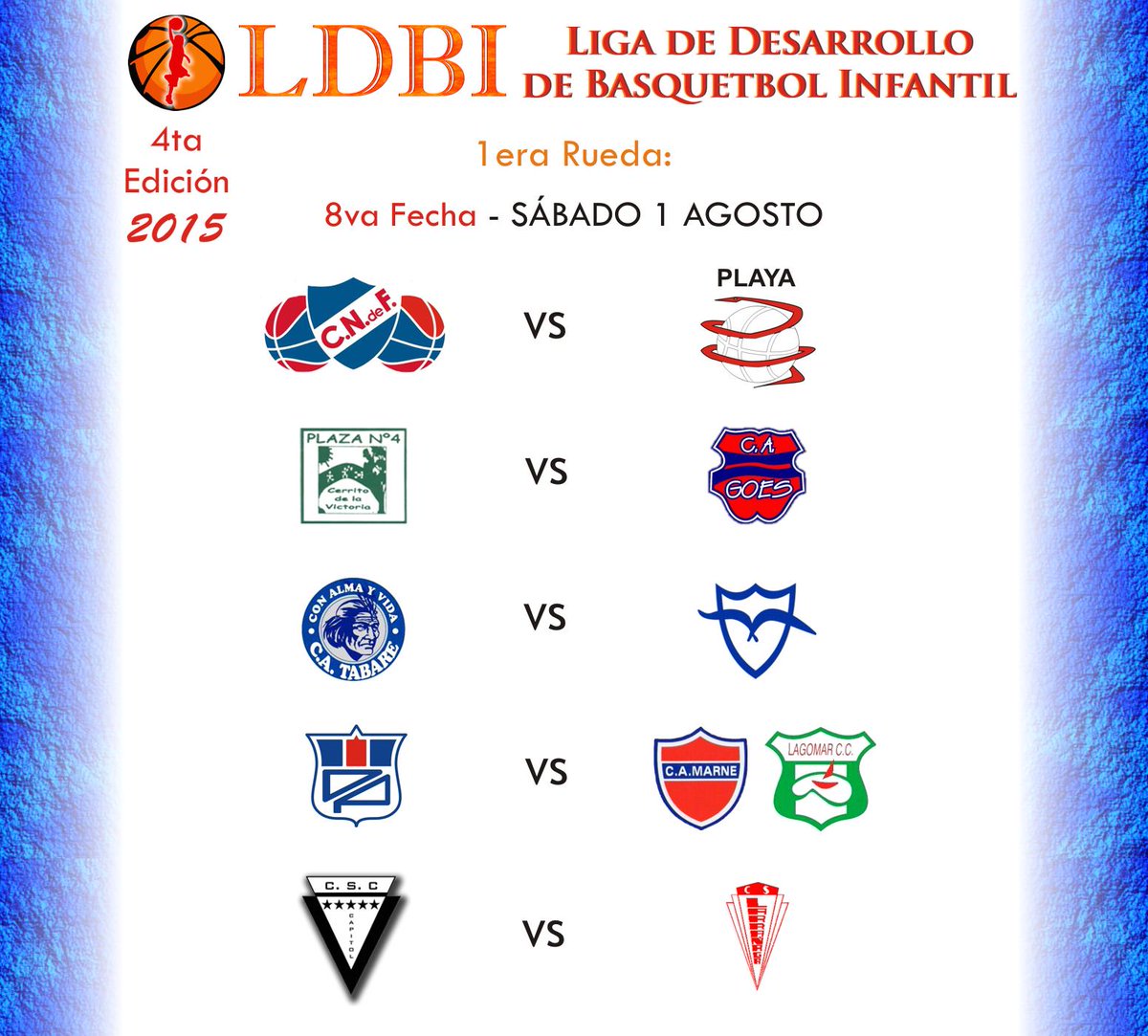 LIGA de DESARROLLO de BASQUETBOL INFANTIL 2015 
FECHA 8