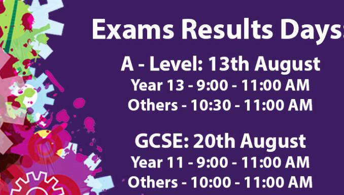 Good luck to all students awaiting their exam results
Collection times displayed here