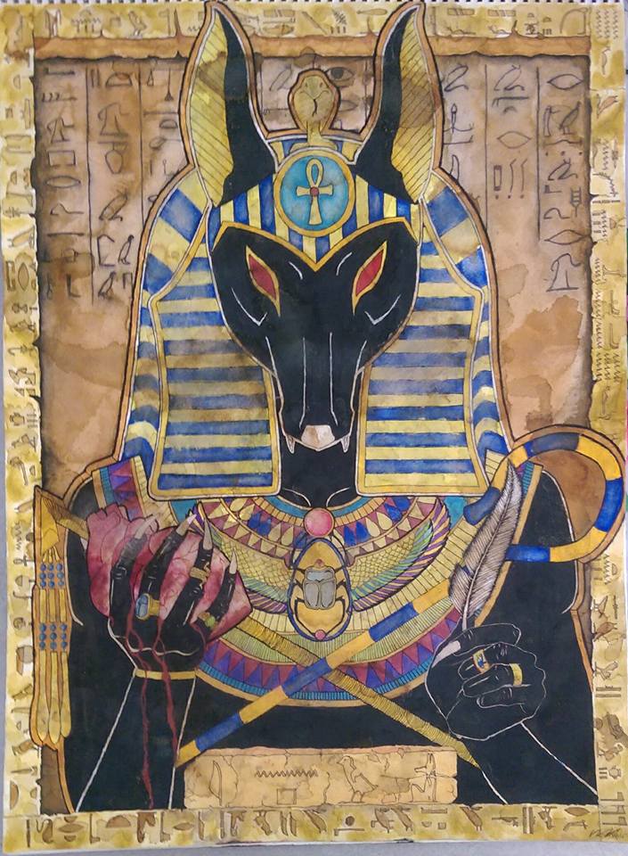 harts30's tweet photo. Walk like an #egyptian ! #anubis #gods #watercolor #coffee #ink #art #buythis http://t.co/qWmTShRUwe