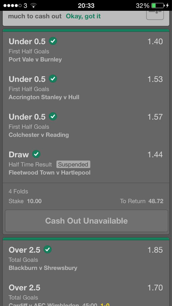 Intelinplay's tweet image. Let you guys down so I didn't want to tweet my inplay accas, then this happens..