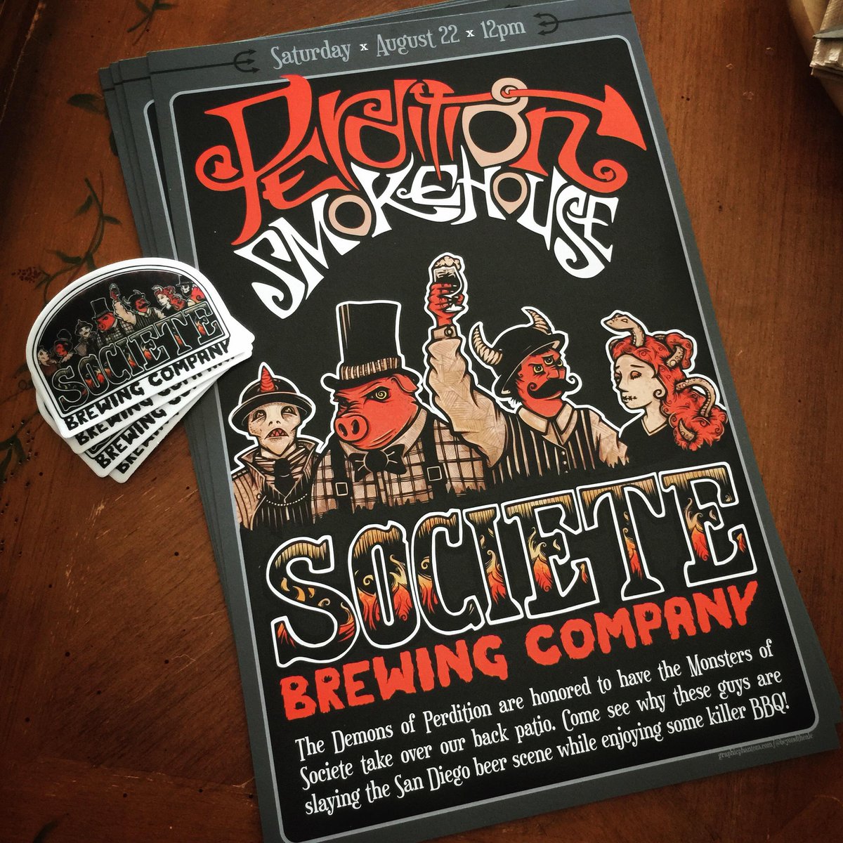 BeyondTheAle's tweet photo. August 22 || @Perditionbbq x @SocieteBrewing || Your only chance to score one of these limited run posters &amp; stickers http://t.co/95Ned7MoFZ