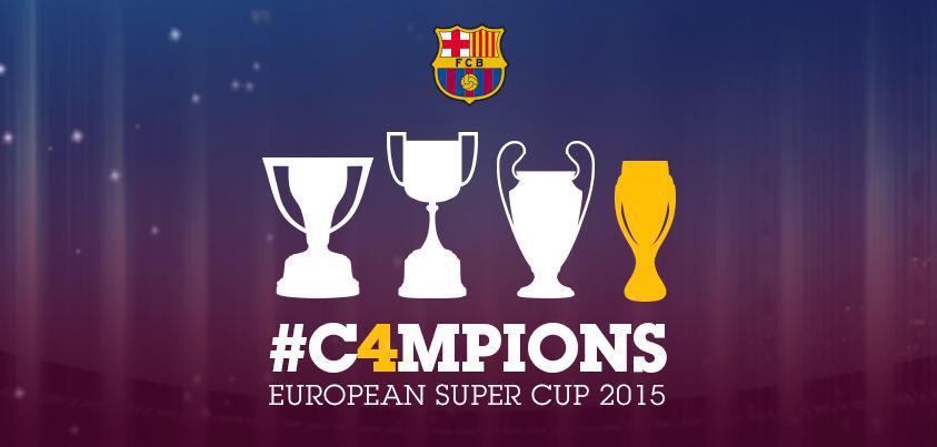 SimplyMessi's tweet photo. 4 down. 2 to go. #CH4MPIONS #SEXTUPLE2015 http://t.co/XRzBxnze0M