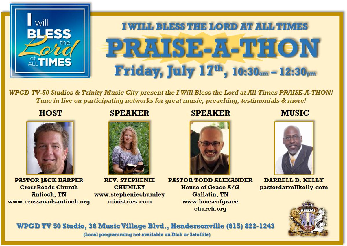 TrinityMusicCty's tweet image. This Friday! 1030a to 1230p here at WPGD! @schumministries @pstrjack @GallatinPastor @darrelldkelly