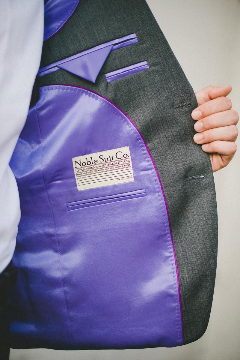 NobleSuitCo's tweet photo. A custom interior lining to complement your custom suit.  // light gray suit + silk purple interior #mensfashion http://t.co/W9O09v9ZfT