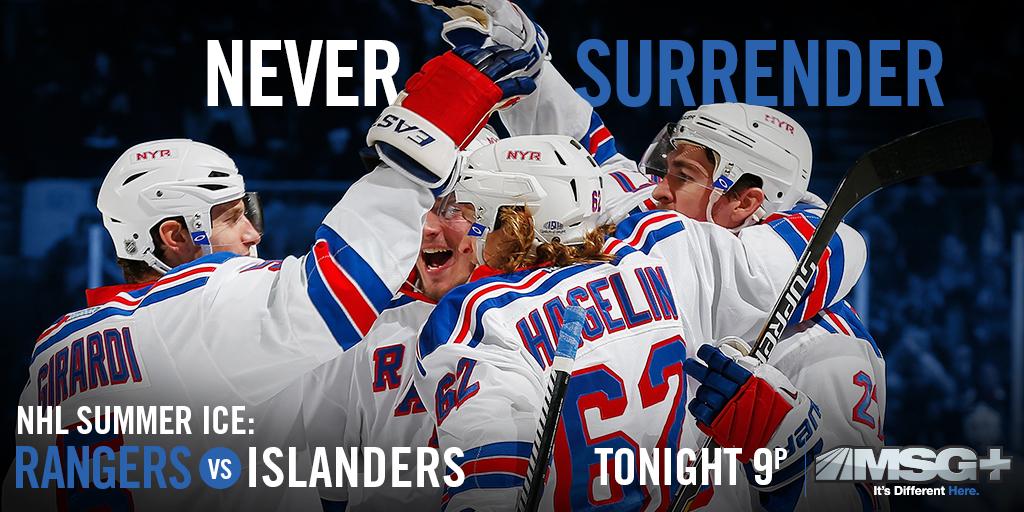 Relive the NY hockey instensity from #NYR's narrow 6-5 W over the hard-fighting #Isles tonight at 9P on MSG+.