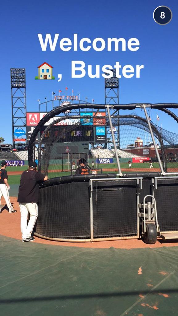 SFGsnaps's tweet photo. Welcome Home Buster and the Boys βΎοΈ #SFGiants #SFGsnaps http://t.co/pcrwKcIgaz