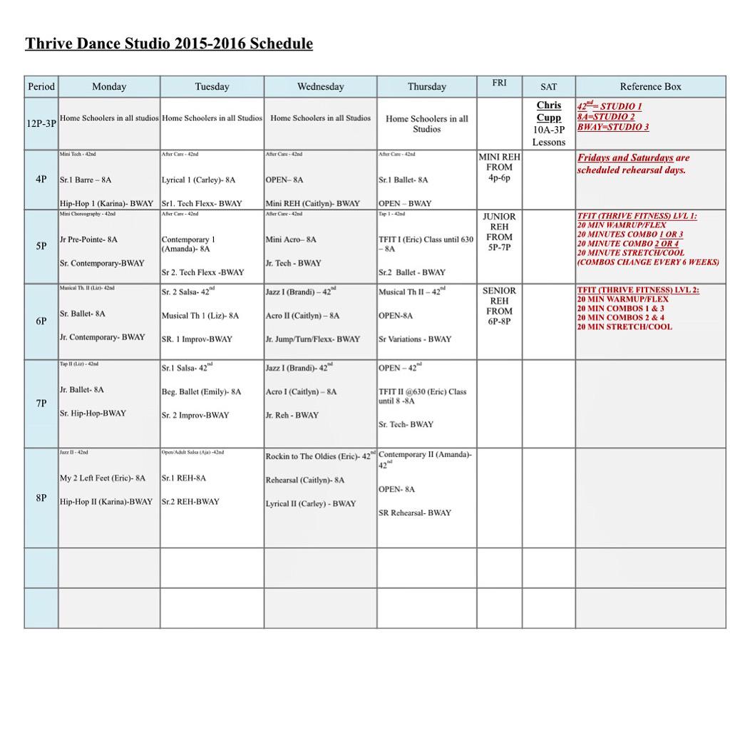 Updated schedule for the #ThriveNation!!!
