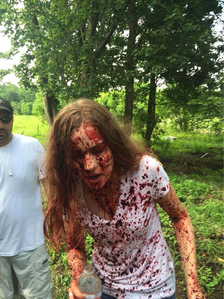 Recovering after being blasted with blood and oatmeal #gory #MTVScream <a href="/MTVScream/">trent's media account</a>