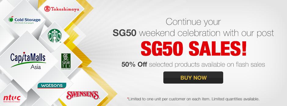 Continue your #SG50 celebrations with sold.sg! Enjoy 50% off flash sales items now! sales.sold.sg