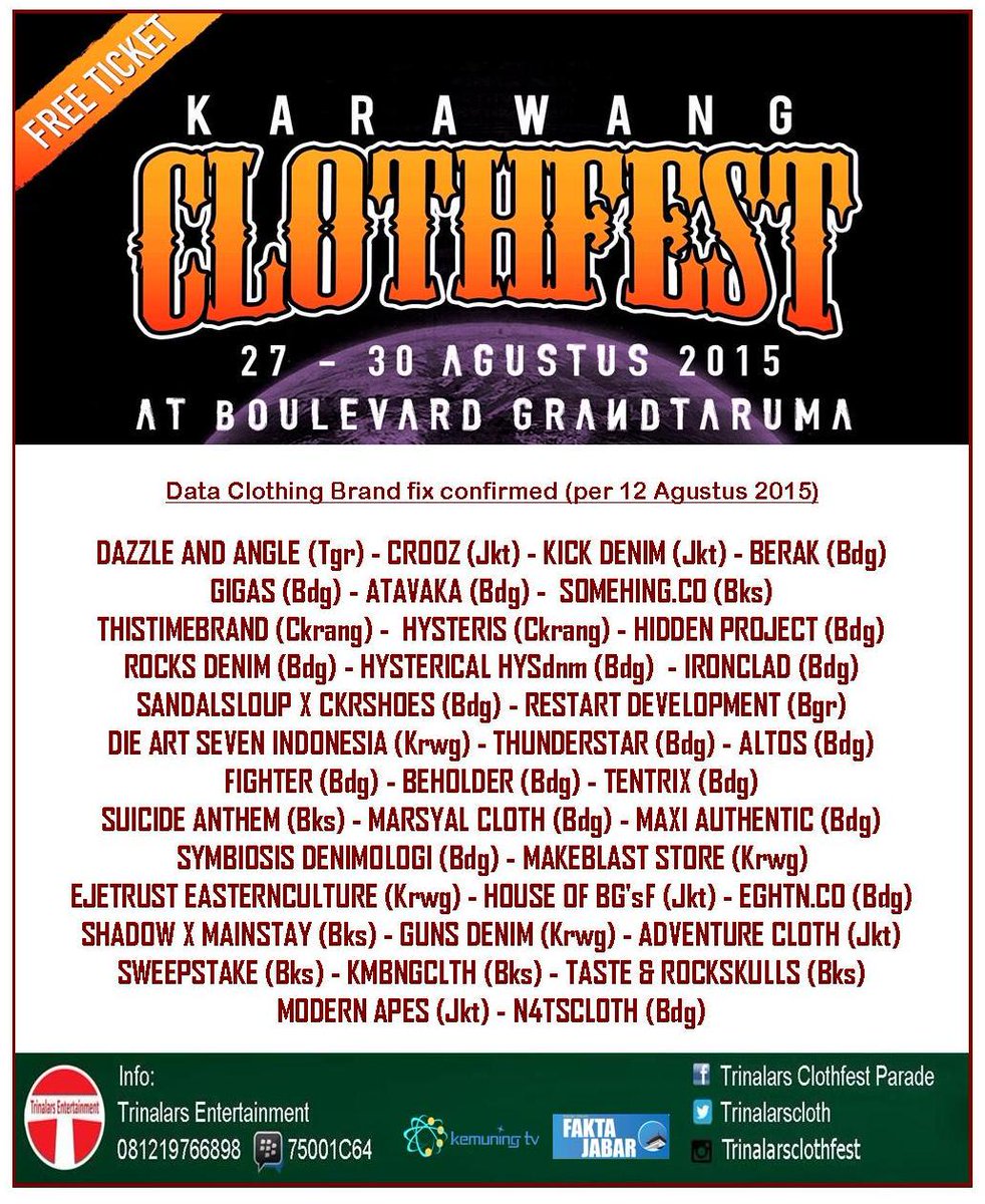 Sudah 40 an clothing brand bergabung utk open booth di KARAWANG CLOTHFEST <a href="/GunsDenim_Cloth/">GunsDenim Revolution</a> <a href="/MainstayCloth/">MAINSTAY clothes</a> <a href="/eghtnco/">EGHTNCO</a>