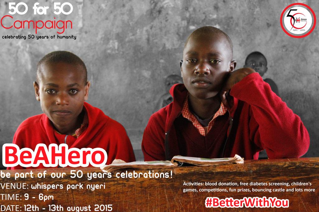 KenyaRedCross's tweet photo. Join us at #WispersPark in #Nyeri as we celebrate #RedCrossat50 and Int #YouthDay  #BetterWithYou http://t.co/2EwSVR0ijR