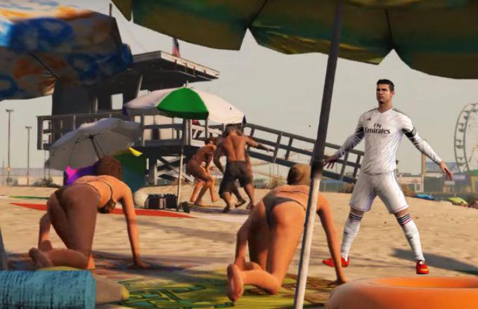 Complex's tweet photo. Here's what Cristiano Ronaldo would look like stealing cars and taking selfies in 'GTA V': http://t.co/26UT2a2Oql http://t.co/ddlX31l6aN