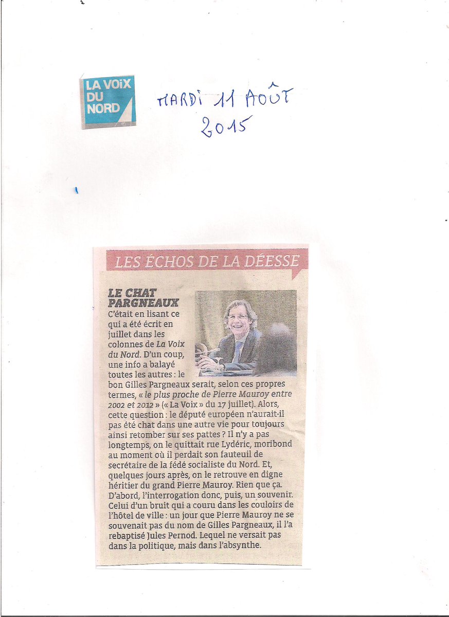 ROUXChti's tweet photo. La VOIX DU NORD Mardi 11/08/2015 rubrique "LES ÉCHOS DE LA DÉESSE". Cet article est très drôle: RIONS!!! http://t.co/gPZnyOS0r2