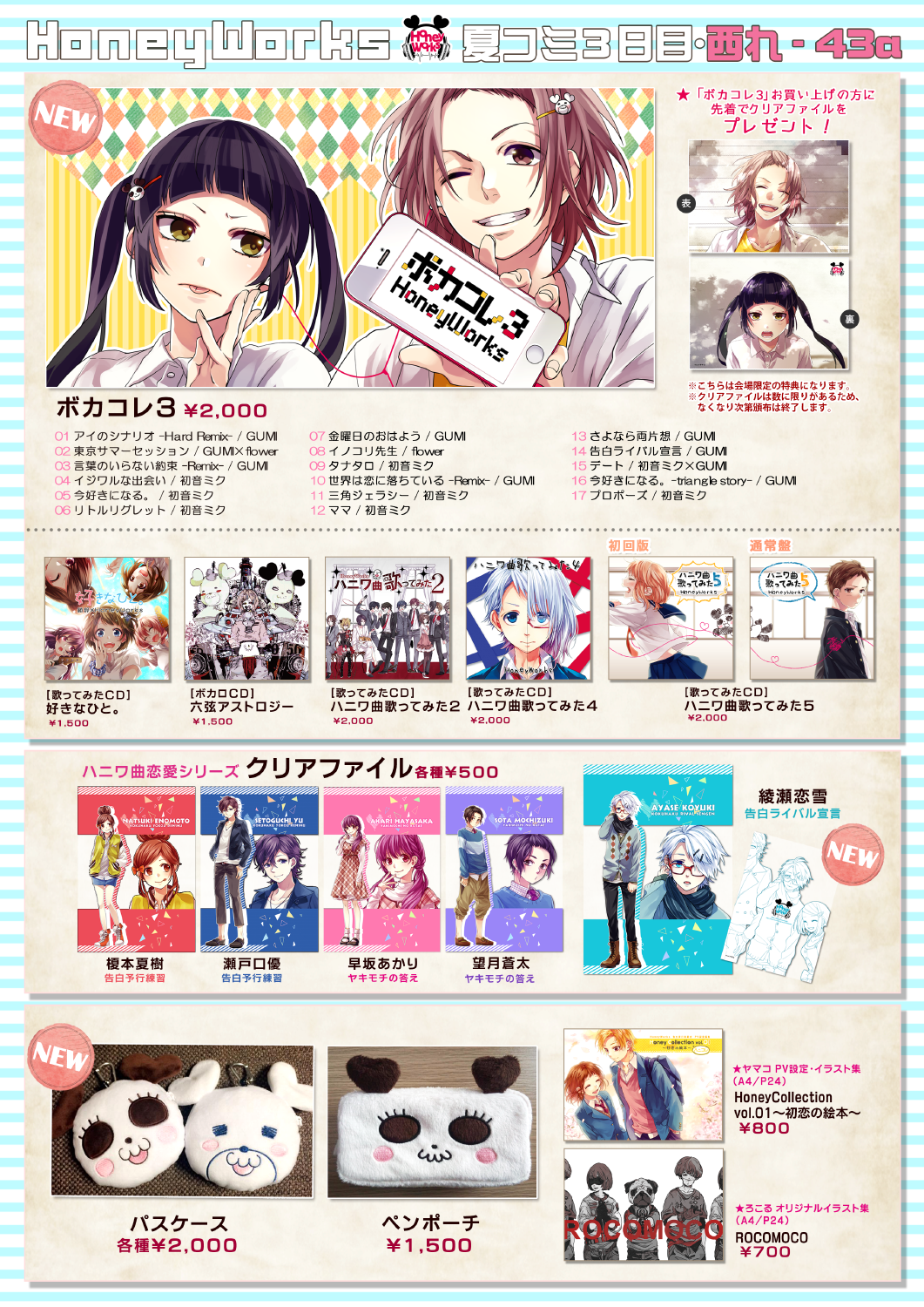 ヤマコ Honeyworks ハニワの夏コミお品書き画像です 文字が見にくい場合はpixivからご確認よろしくお願いいたします Http T Co Qc9gxdx5za Http T Co 3oniidi0gs Twitter