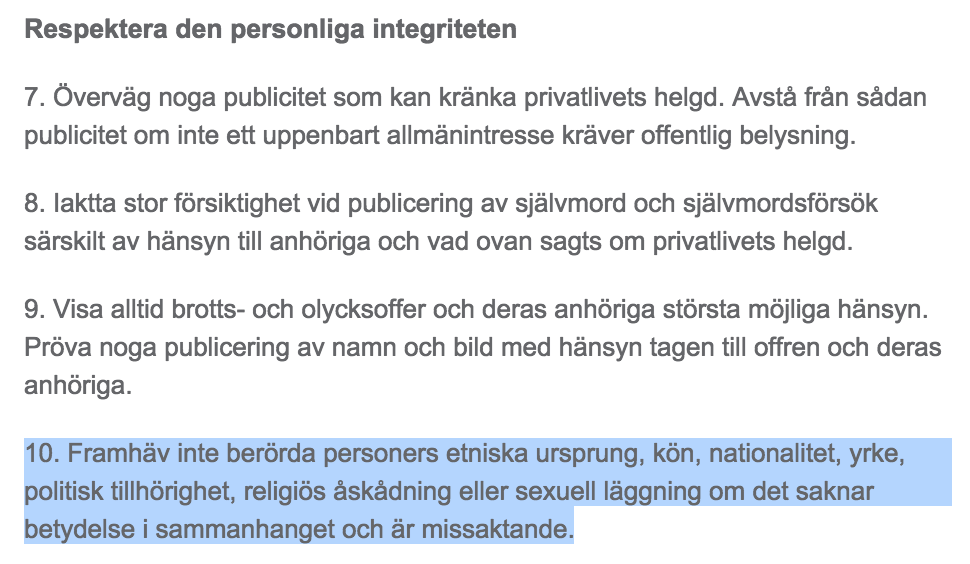 malmstrom's tweet photo. Många debatterar nyhetsvinklar på Ikea-morden idag. Påminner gärna om PO:s pressetiska regler: http://t.co/3sYzE6bk2X